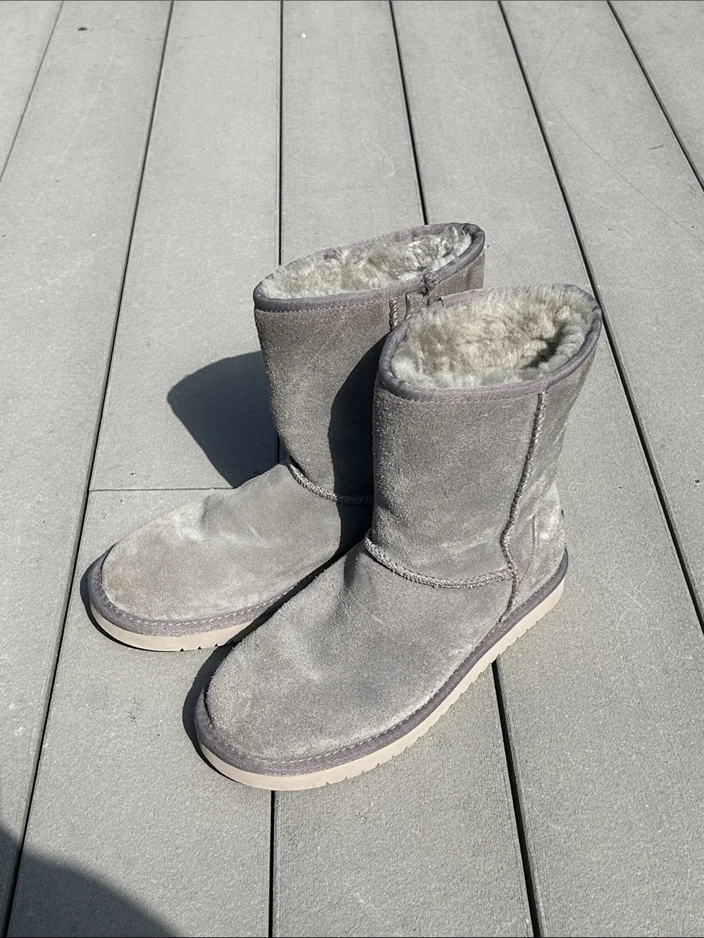 Kookaburra by Ugg Women’s Gray Suede Shearling Mid-Calf Boots- size 8